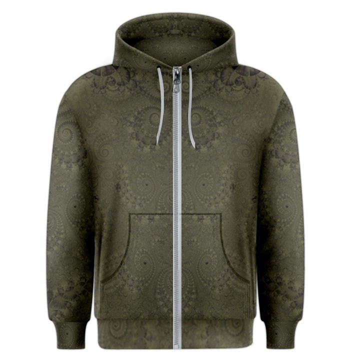 Rustic Green Brown Swirls Men s Zipper Hoodie