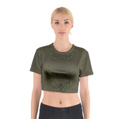 Rustic Green Brown Swirls Cotton Crop Top by SpinnyChairDesigns