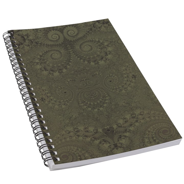 Rustic Green Brown Swirls 5.5  x 8.5  Notebook