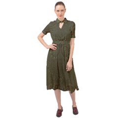 Rustic Green Brown Swirls Keyhole Neckline Chiffon Dress by SpinnyChairDesigns