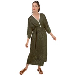 Rustic Green Brown Swirls Grecian Style  Maxi Dress by SpinnyChairDesigns