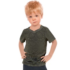 Rustic Green Brown Swirls Kids  Sports Tee