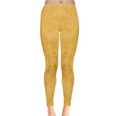 Golden Honey Swirls Leggings  by SpinnyChairDesigns