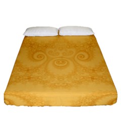 Golden Honey Swirls Fitted Sheet (queen Size) by SpinnyChairDesigns