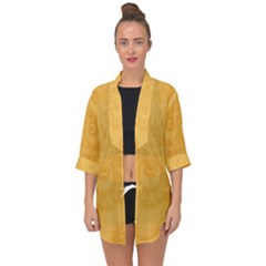 Golden Honey Swirls Open Front Chiffon Kimono by SpinnyChairDesigns