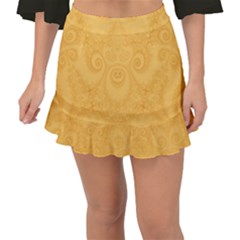 Golden Honey Swirls Fishtail Mini Chiffon Skirt by SpinnyChairDesigns