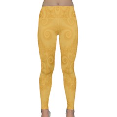 Golden Honey Swirls Lightweight Velour Classic Yoga Leggings by SpinnyChairDesigns