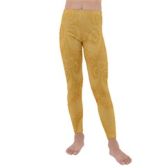 Golden Honey Swirls Kids  Lightweight Velour Leggings by SpinnyChairDesigns