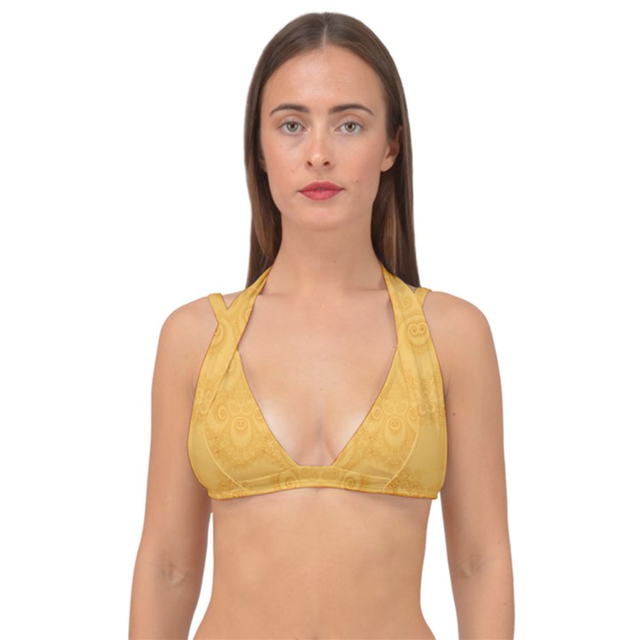 Golden Honey Swirls Double Strap Halter Bikini Top