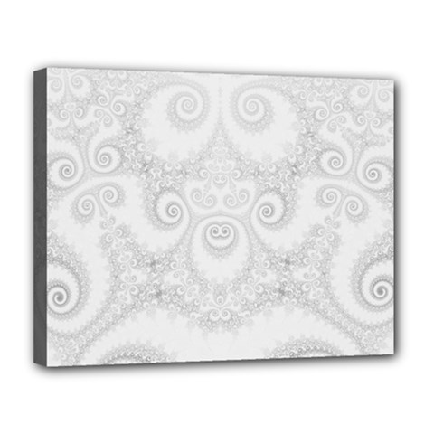 Wedding White Swirls Spirals Canvas 14  X 11  (stretched) by SpinnyChairDesigns