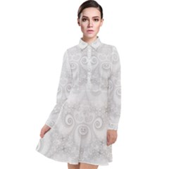 Wedding White Swirls Spirals Long Sleeve Chiffon Shirt Dress by SpinnyChairDesigns