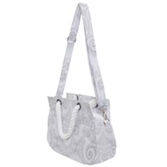 Wedding White Swirls Spirals Rope Handles Shoulder Strap Bag by SpinnyChairDesigns