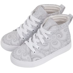 Wedding White Swirls Spirals Kids  Hi-top Skate Sneakers by SpinnyChairDesigns