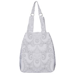 Wedding White Swirls Spirals Center Zip Backpack by SpinnyChairDesigns