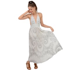 Wedding White Swirls Spirals Backless Maxi Beach Dress by SpinnyChairDesigns