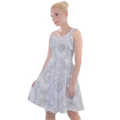 Wedding White Swirls Spirals Knee Length Skater Dress by SpinnyChairDesigns