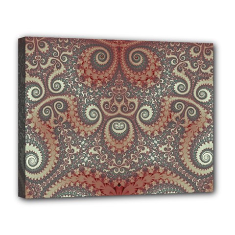 Red And White Color Swirls Canvas 14  X 11  (stretched) by SpinnyChairDesigns