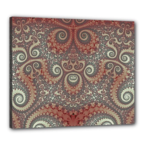 Red And White Color Swirls Canvas 24  X 20  (stretched) by SpinnyChairDesigns