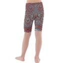 Red and White Color Swirls Kids  Mid Length Swim Shorts View2