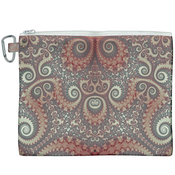 Red and White Color Swirls Canvas Cosmetic Bag (XXXL)