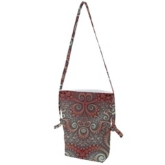 Red And White Color Swirls Folding Shoulder Bag by SpinnyChairDesigns