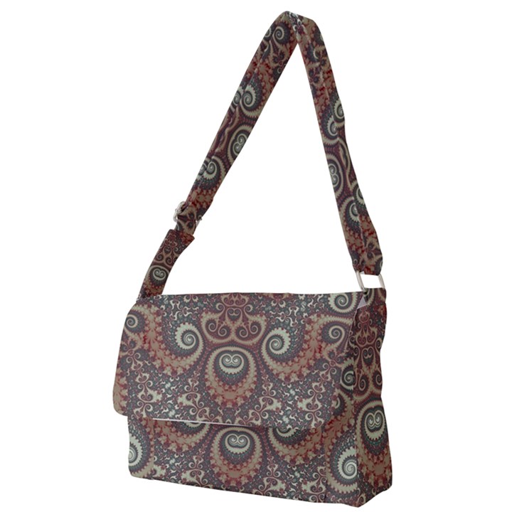 Red and White Color Swirls Full Print Messenger Bag (S)