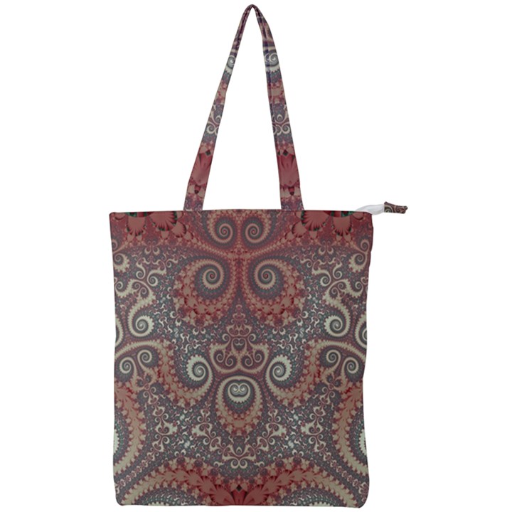 Red and White Color Swirls Double Zip Up Tote Bag