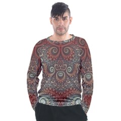 Red And White Color Swirls Men s Long Sleeve Raglan Tee