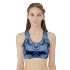 Royal Blue Swirls Sports Bra With Border by SpinnyChairDesigns