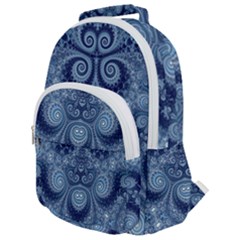 Royal Blue Swirls Rounded Multi Pocket Backpack by SpinnyChairDesigns