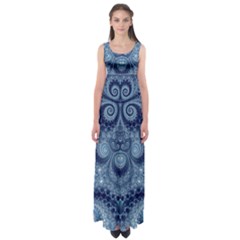 Royal Blue Swirls Empire Waist Maxi Dress by SpinnyChairDesigns