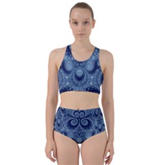 Royal Blue Swirls Racer Back Bikini Set by SpinnyChairDesigns