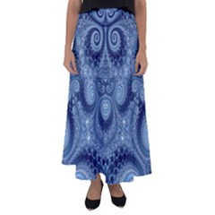 Royal Blue Swirls Flared Maxi Skirt by SpinnyChairDesigns