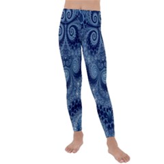 Royal Blue Swirls Kids  Lightweight Velour Leggings by SpinnyChairDesigns