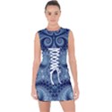 Royal Blue Swirls Lace Up Front Bodycon Dress View1