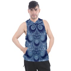 Royal Blue Swirls Men s Sleeveless Hoodie by SpinnyChairDesigns