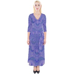 Mystic Purple Swirls Quarter Sleeve Wrap Maxi Dress by SpinnyChairDesigns