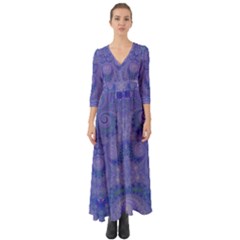 Mystic Purple Swirls Button Up Boho Maxi Dress by SpinnyChairDesigns