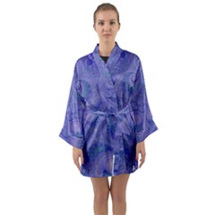 Mystic Purple Swirls Long Sleeve Satin Kimono by SpinnyChairDesigns