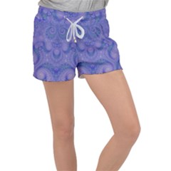 Mystic Purple Swirls Velour Lounge Shorts by SpinnyChairDesigns