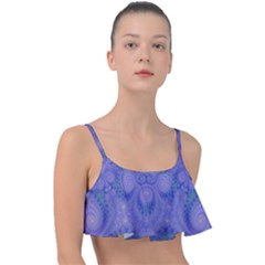 Mystic Purple Swirls Frill Bikini Top by SpinnyChairDesigns