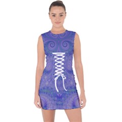 Mystic Purple Swirls Lace Up Front Bodycon Dress by SpinnyChairDesigns