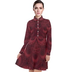 Burgundy Wine Swirls Long Sleeve Chiffon Shirt Dress by SpinnyChairDesigns