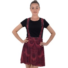 Burgundy Wine Swirls Velvet Suspender Skater Skirt by SpinnyChairDesigns