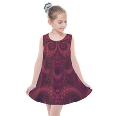 Burgundy Wine Swirls Kids  Summer Dress by SpinnyChairDesigns