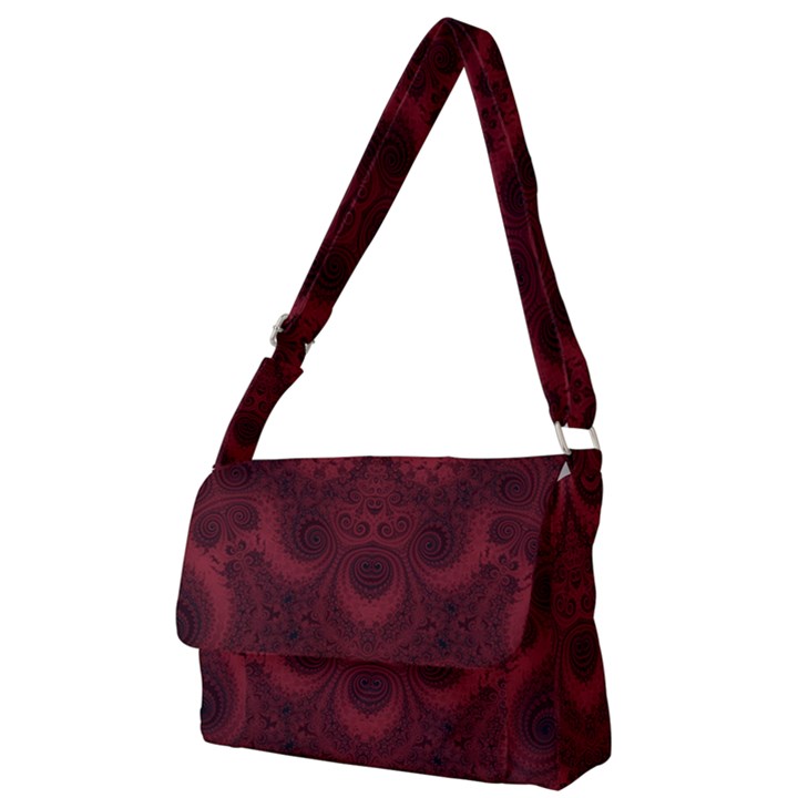 Burgundy Wine Swirls Full Print Messenger Bag (L)