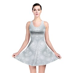 Ash Grey White Swirls Reversible Skater Dress by SpinnyChairDesigns