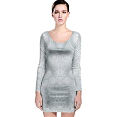 Ash Grey White Swirls Long Sleeve Bodycon Dress by SpinnyChairDesigns