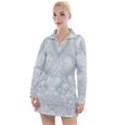 Ash Grey White Swirls Women s Long Sleeve Casual Dress View1