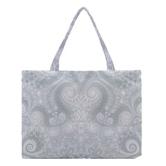 Ash Grey White Swirls Medium Tote Bag by SpinnyChairDesigns